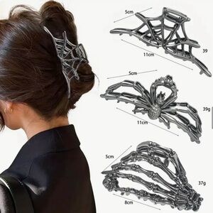 10 for $25 Large Black Gun Metal Spider Hair Clip Grunge Goth Emo